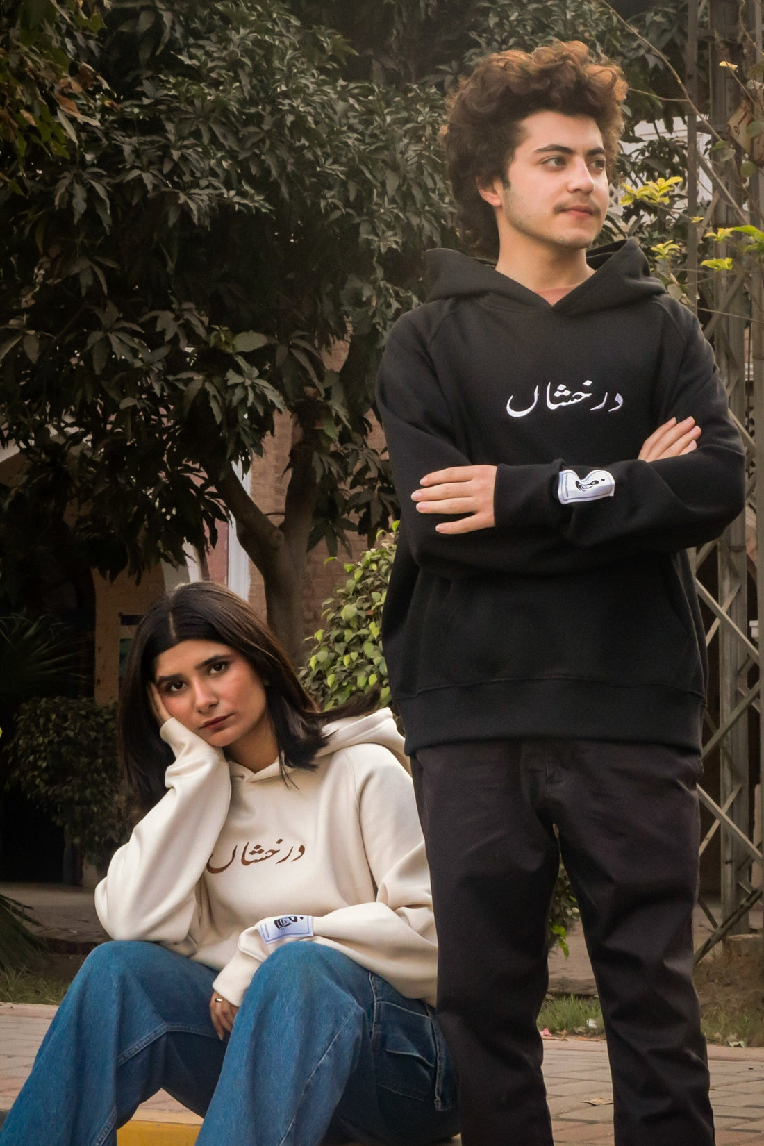 Darakhshaan Embroided American Cut Hoodie | Overfit | BLACK